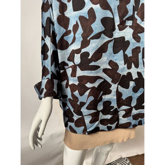 Nic+Zoe Swirling Sky Top Style F221632 Blue & Brown Abstract Print Blouse XL 100 - Picture 7 of 16